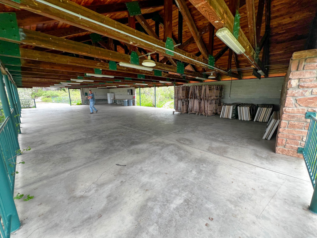 Inside the Bowery pavilion